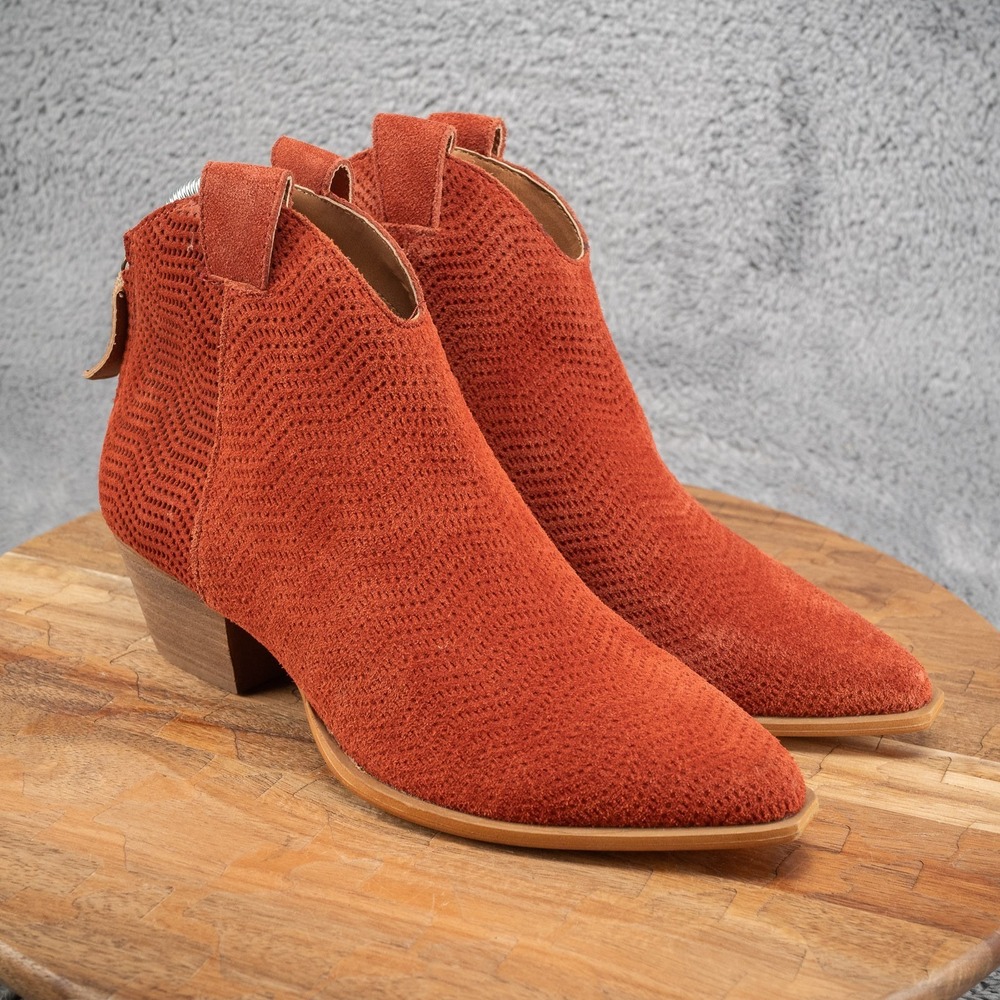 Dingo Kuster Pointed Toe Cowboy Casual Rust Ankle Boot Women's Size 6.5
